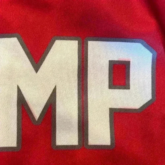 Trump #45 USA Jersey Button Down Short Sleeve Red White Blue President Size 3XL - Picture 14 of 14